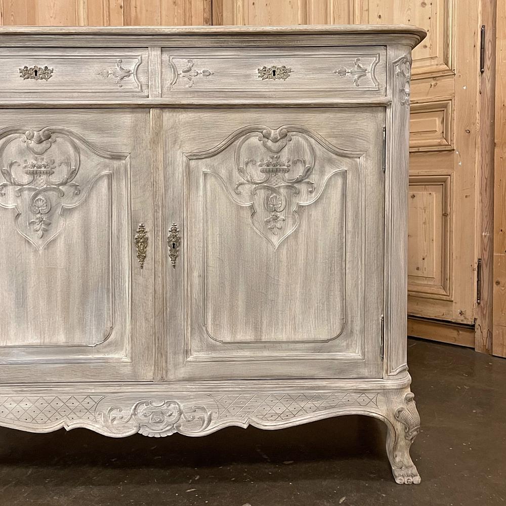 Brass 19th Century Country French Whitewashed Buffet For Sale
