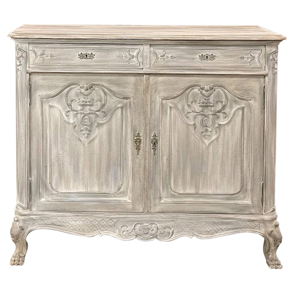 19th Century Country French Whitewashed Buffet For Sale