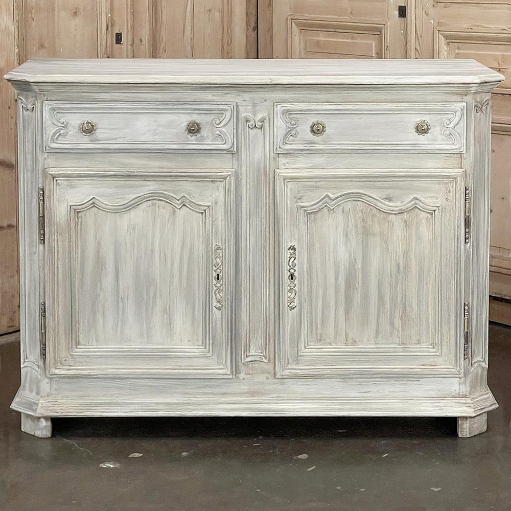 Hand-Crafted 19th Century Country French Whitewashed Oak Buffet For Sale