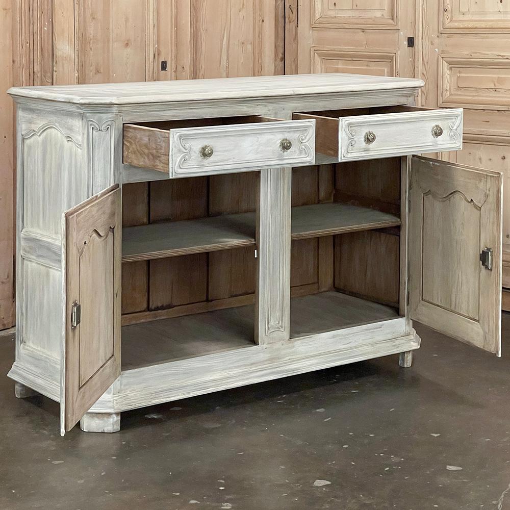 19th Century Country French Whitewashed Oak Buffet In Good Condition For Sale In Dallas, TX