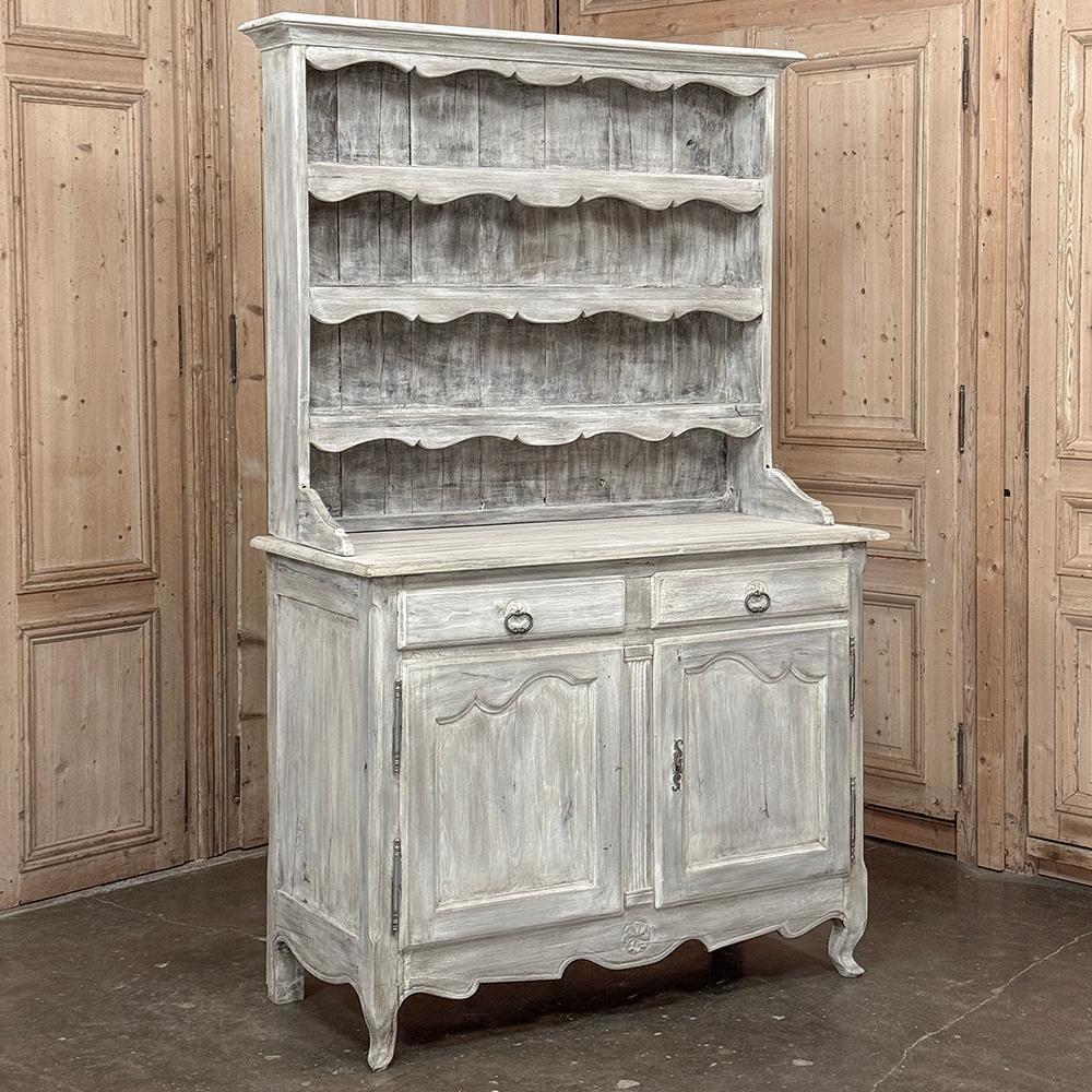 Französisch-weiß gewaschener Vaisselier ~ Buffet ~ Schrank, 19. Jahrhundert (Land) im Angebot
