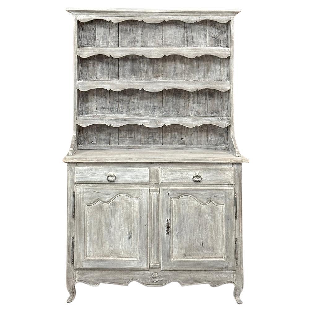 19th Century Country French Whitewashed Vaisselier ~ Buffet ~ Cupboard