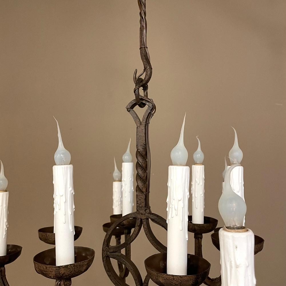19th Century Country French Wrought Iron Chandelier For Sale 3