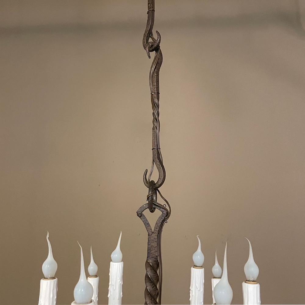 19th Century Country French Wrought Iron Chandelier For Sale 4
