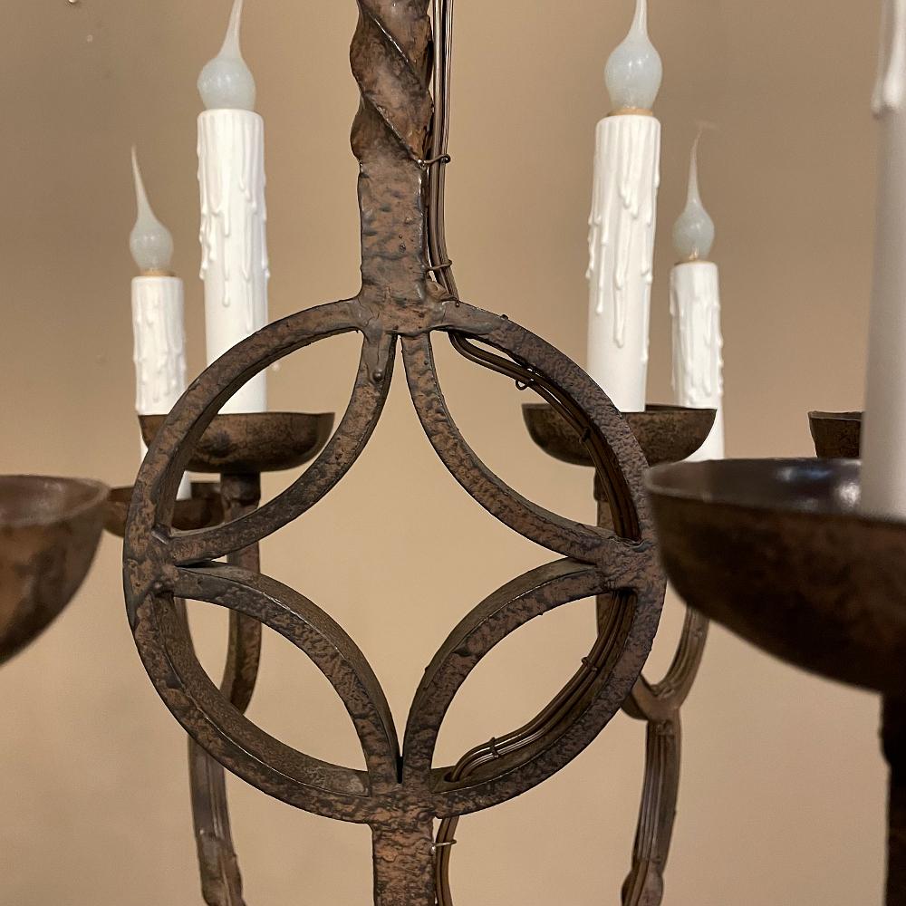 19th Century Country French Wrought Iron Chandelier For Sale 6