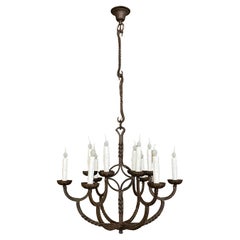 Antique 19th Century Country French Wrought Iron Chandelier