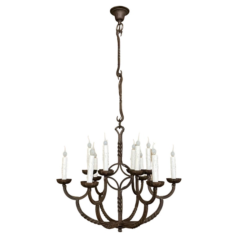 French Wrought Iron Chandelier, French Country Iron Chandelier