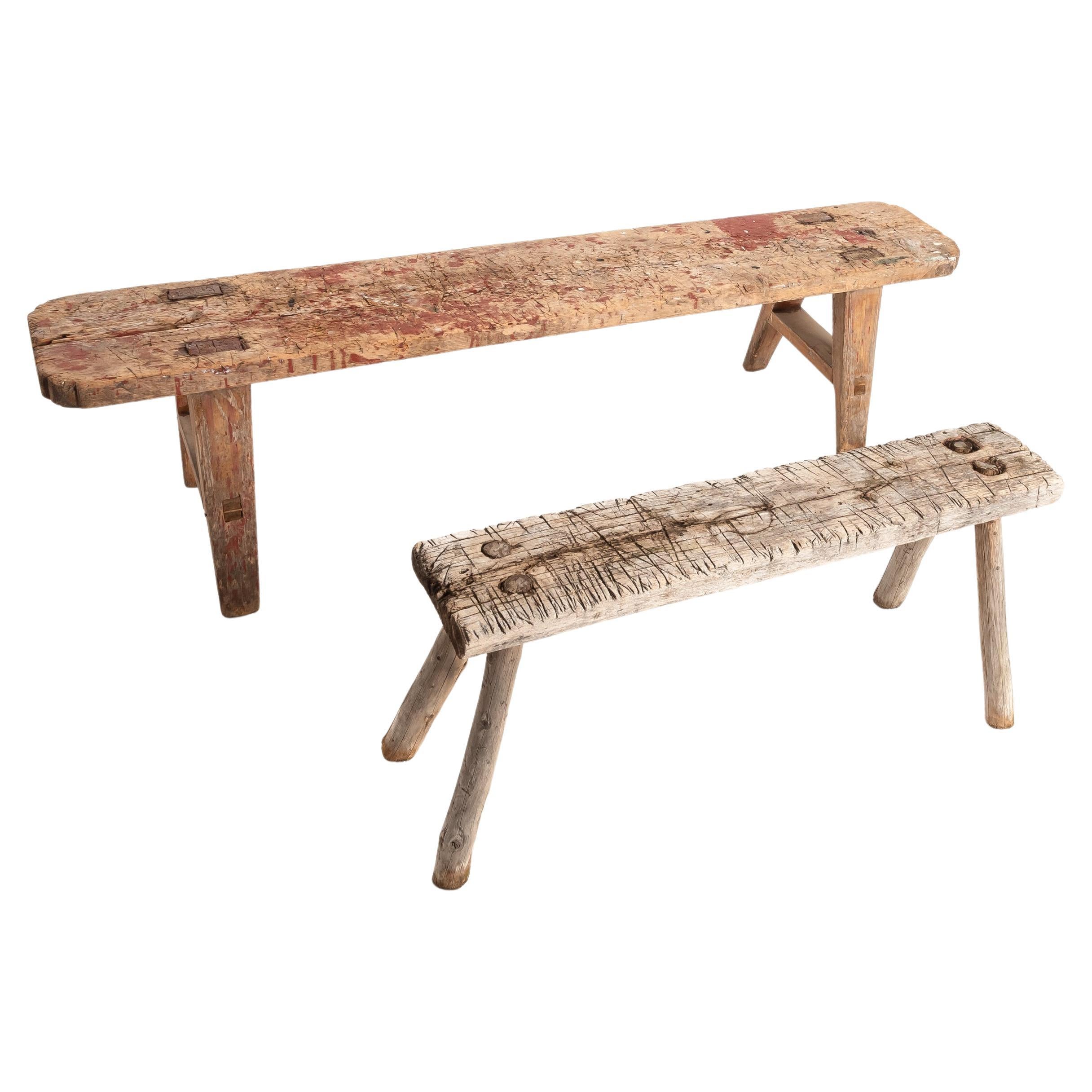 19th Century country house bench 2 pcs For Sale