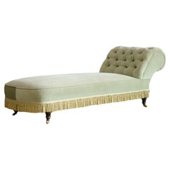 19th century country house daybed in green velvet