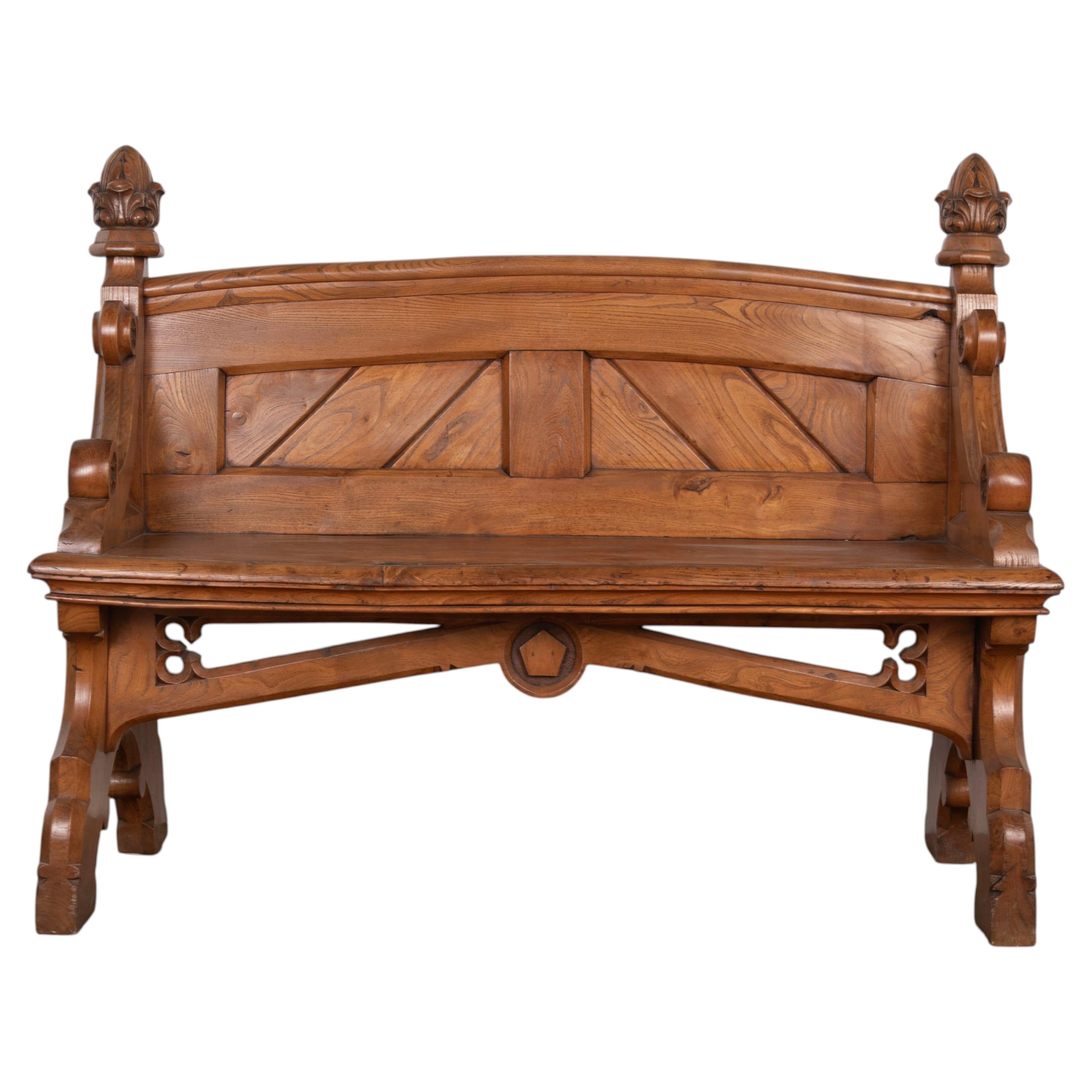 19th Century Country House Elm Bench