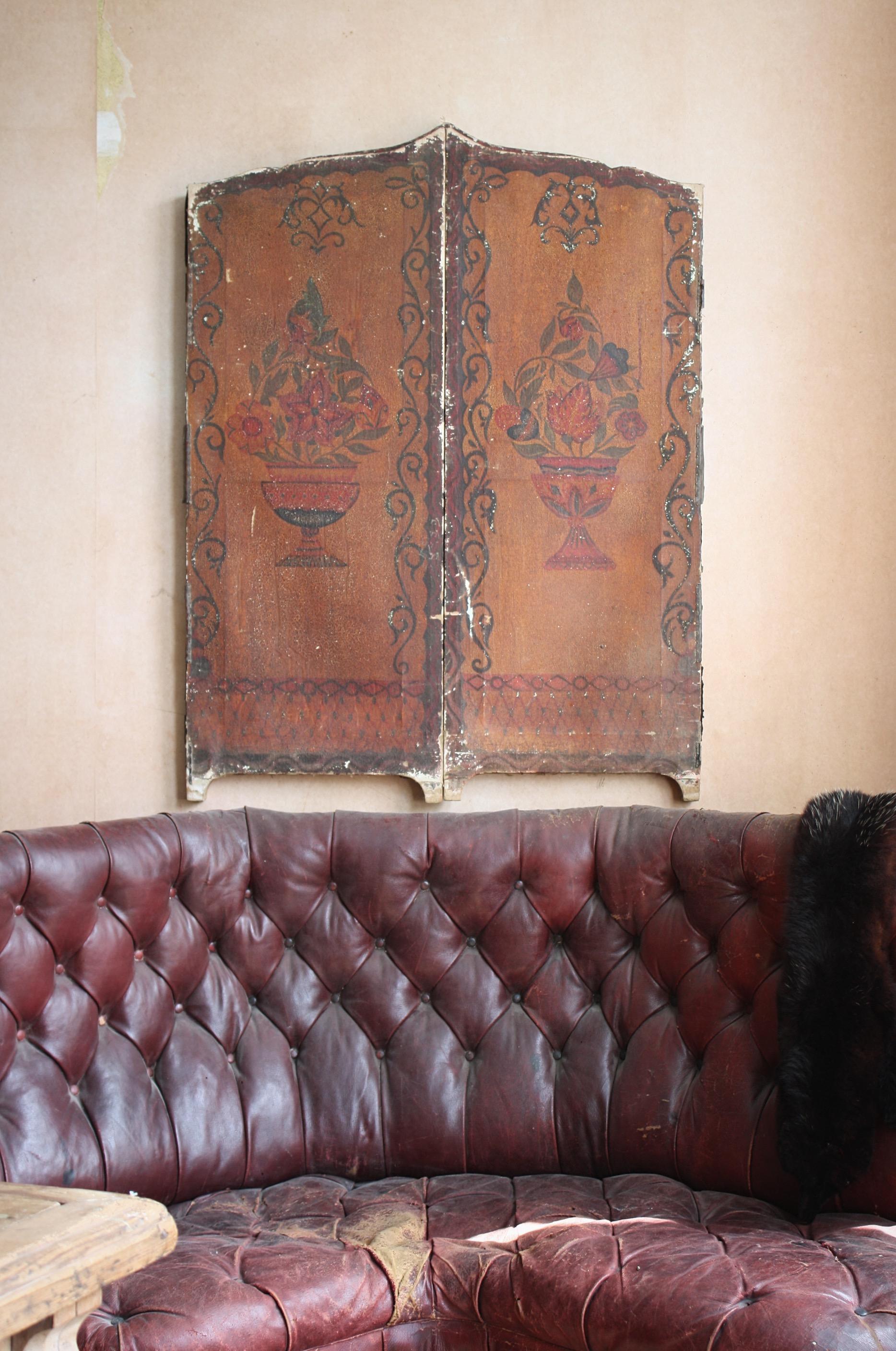 19th Century Country House Indian Painted Elephant Screen Wall Hanging 15