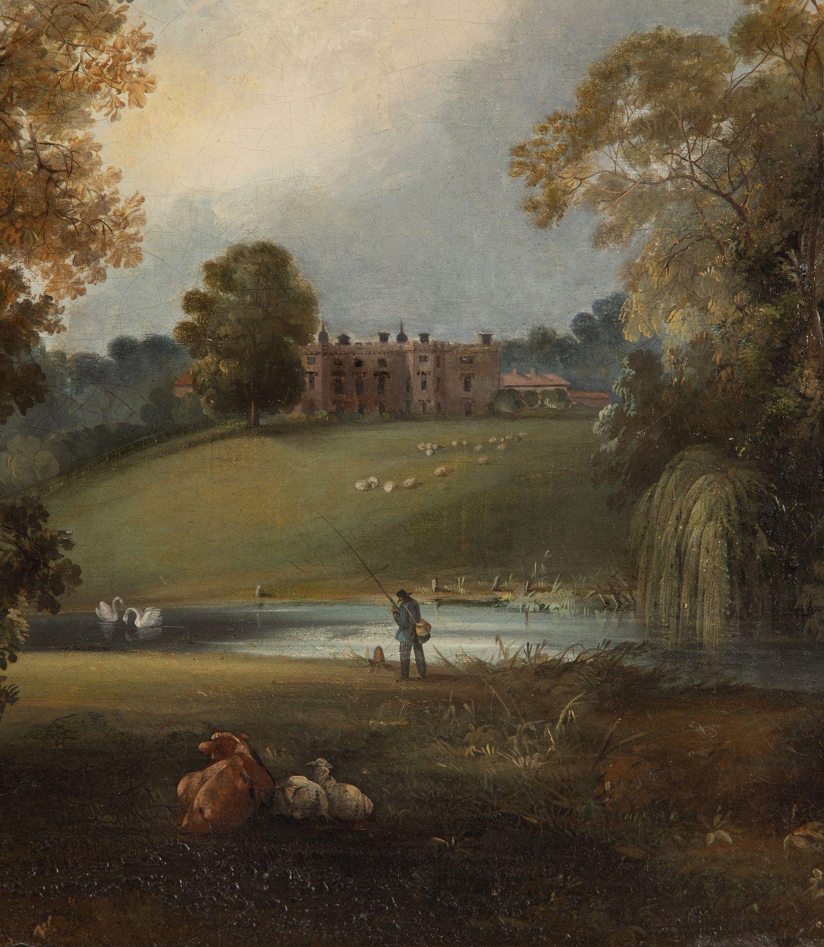 Inglese Casa di campagna del XIX secolo Olio su tela in vendita