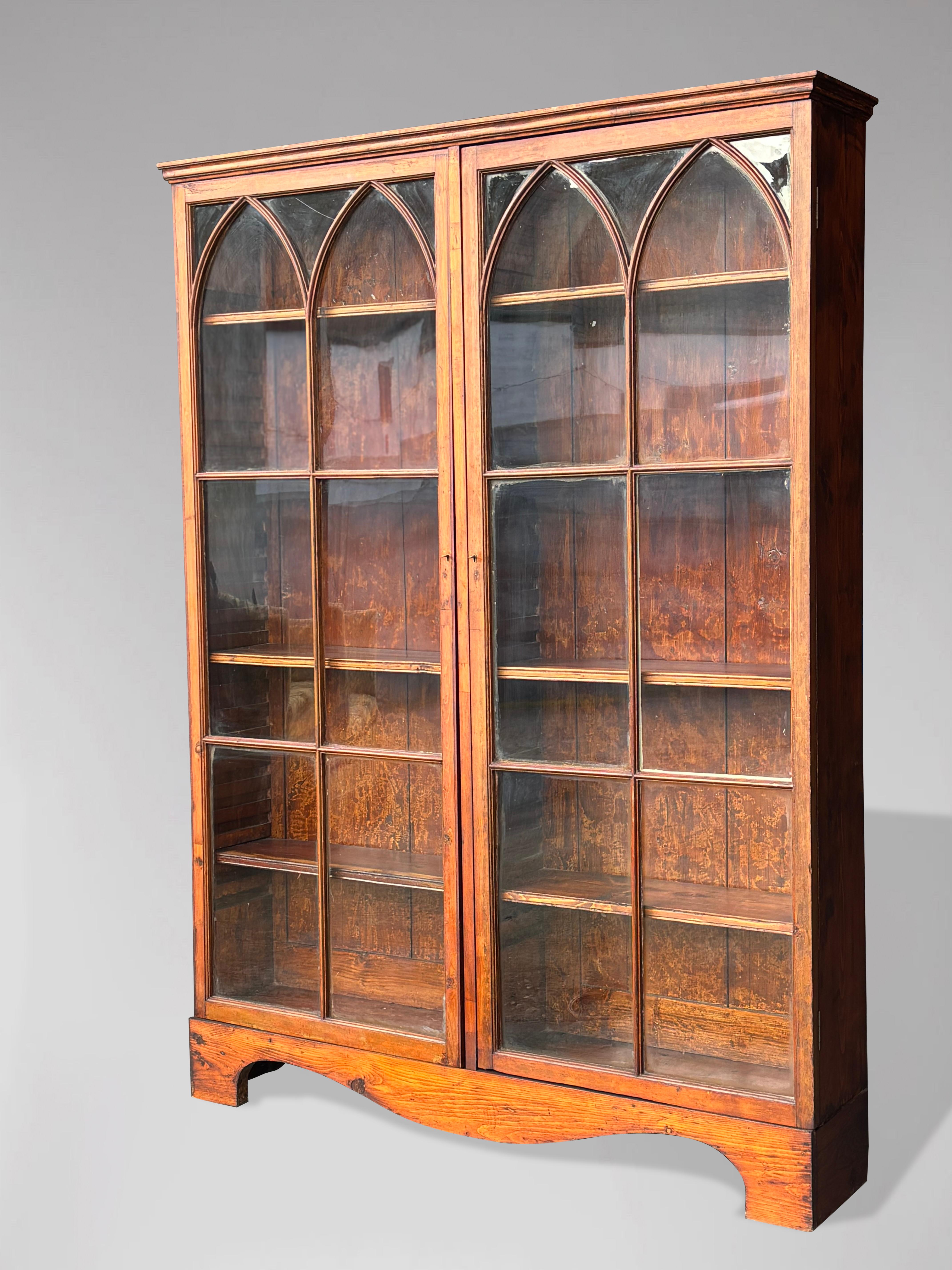 British 19th Century Country House Pine Display Bookcase For Sale
