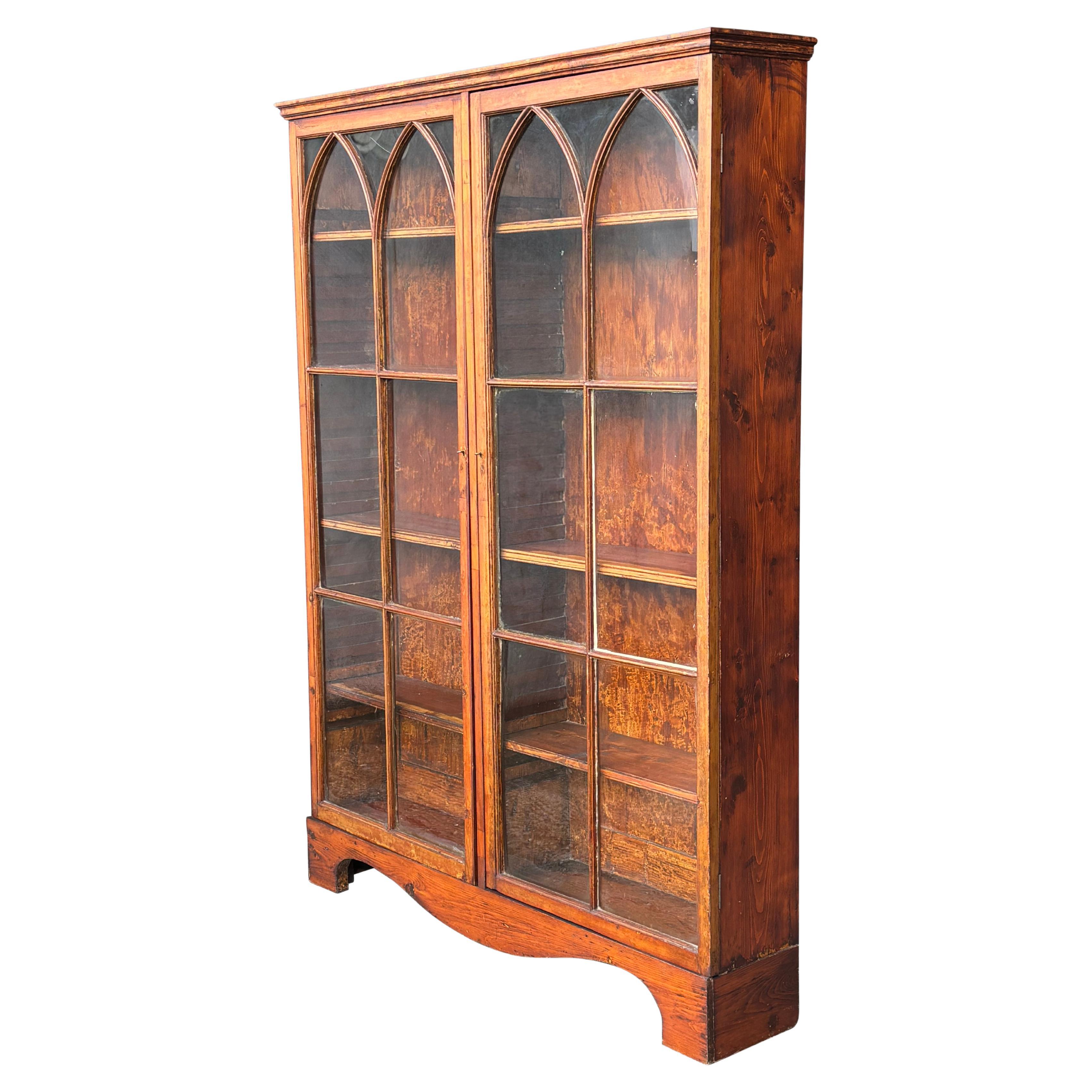 19th Century Country House Pine Display Bookcase For Sale