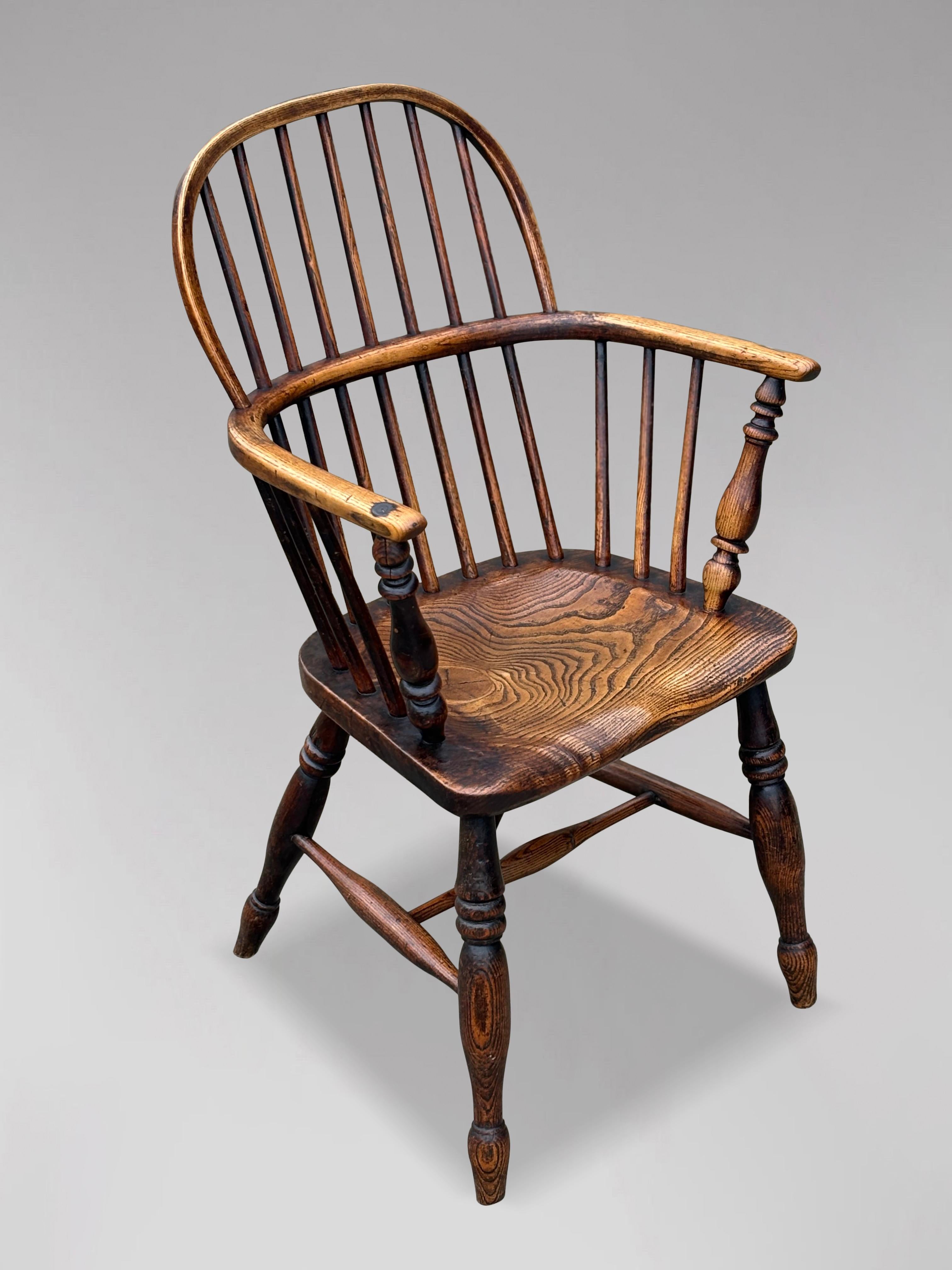 19th Century Country House Stick Back Armchair in Ash & Elm In Good Condition For Sale In Petworth,West Sussex, GB
