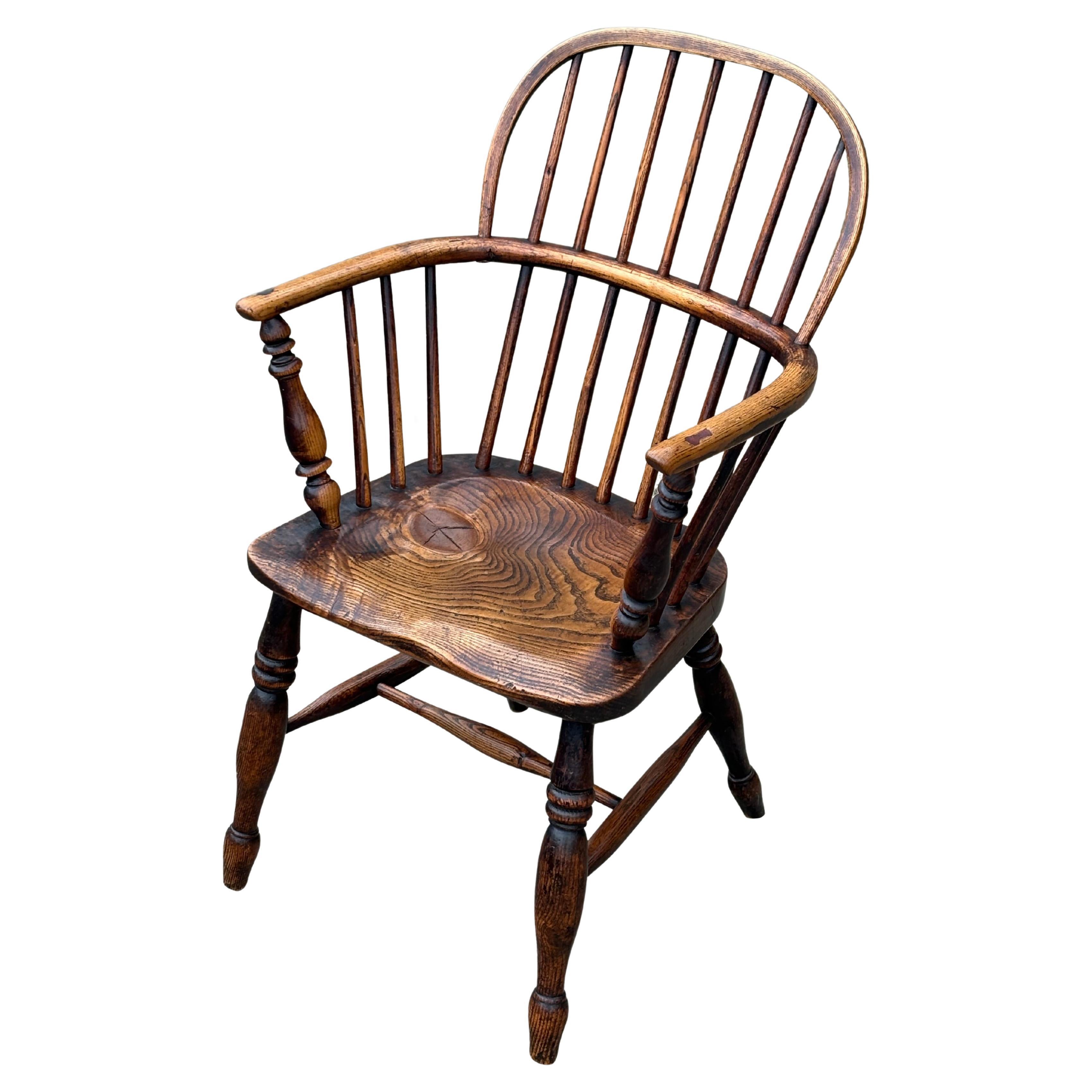 19th Century Country House Stick Back Armchair in Ash & Elm For Sale