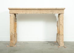 19th Century Country Living Limestone Fireplace