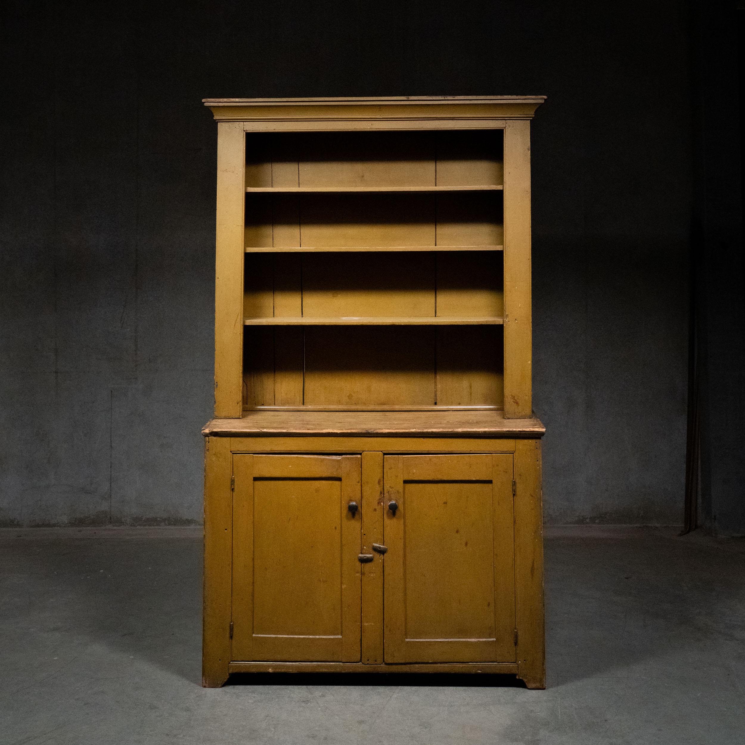 19th Century 19th century country step back pine cupboard American