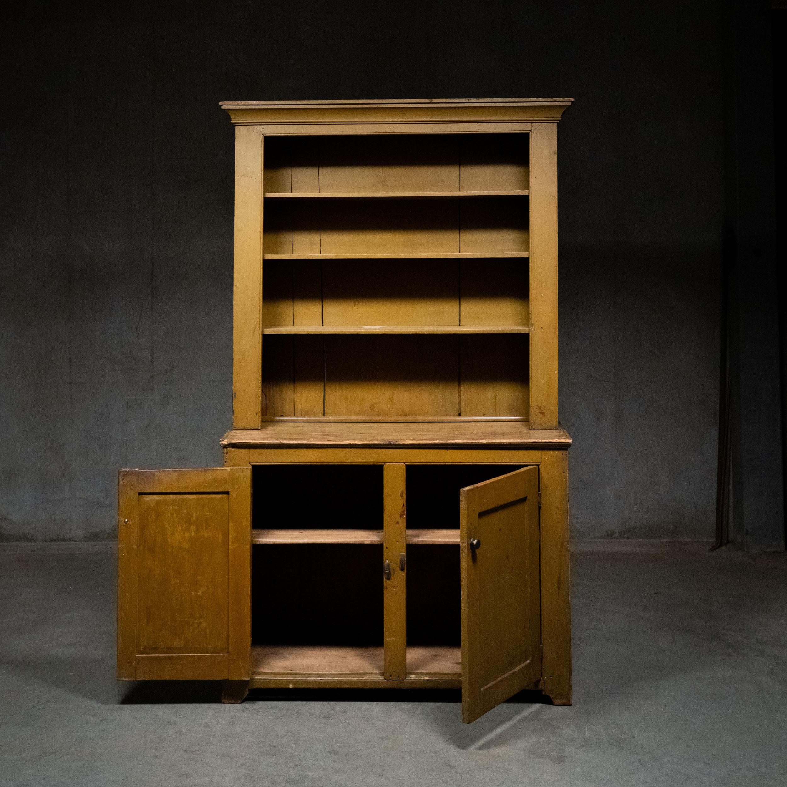 Pine 19th century country step back pine cupboard American