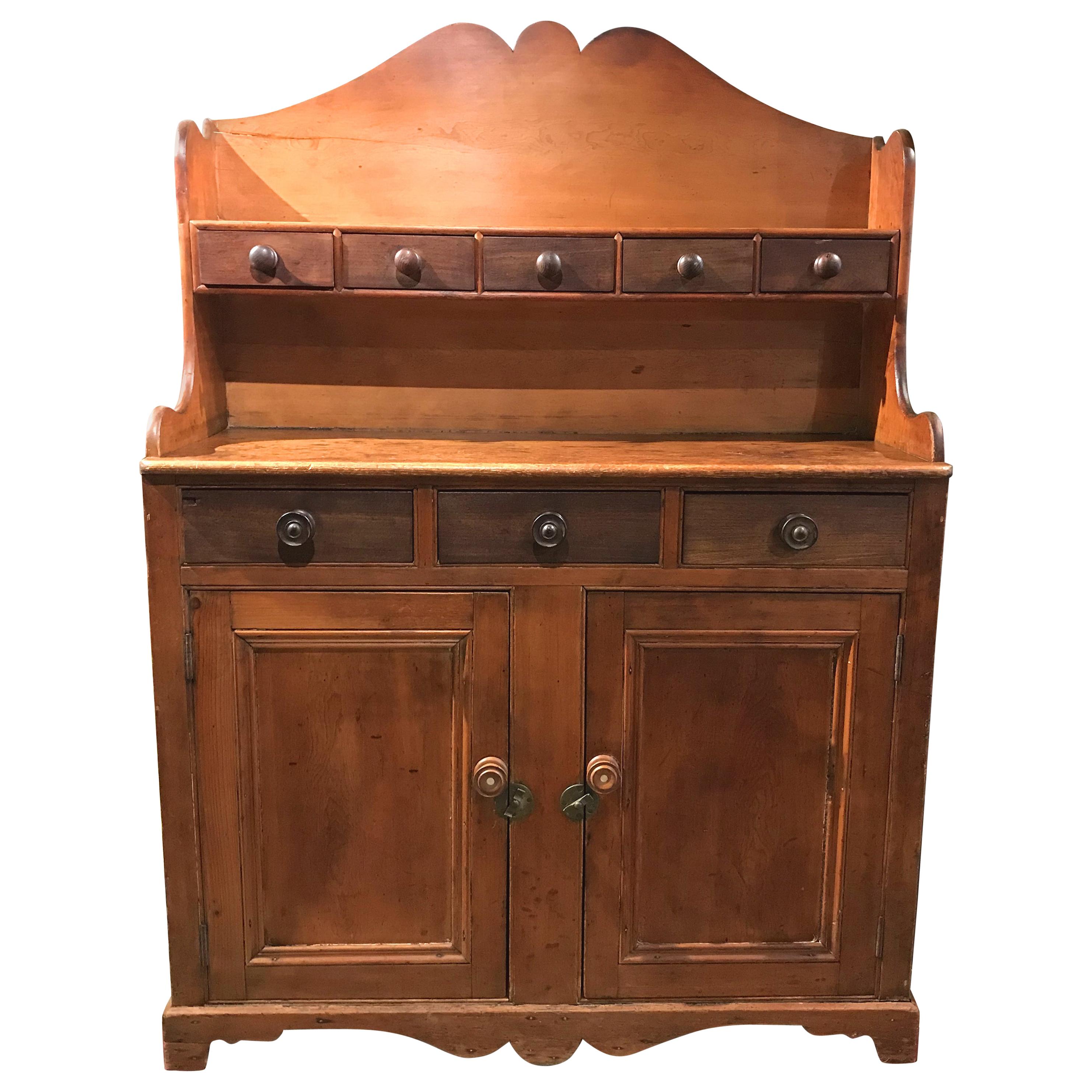 19th Century Country Step Back Server / Hutch or Cupboard, Possibly Canadian