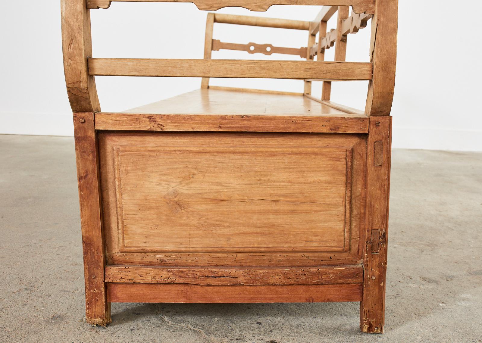 19th Century Country Swedish Farmhouse Pine Bench For Sale 9