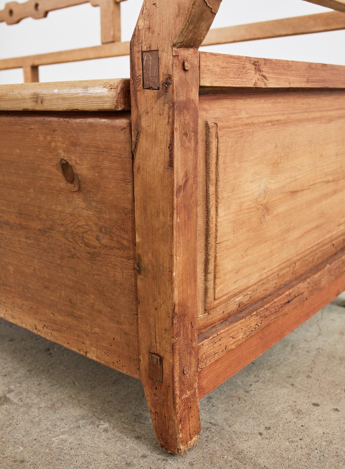 19th Century Country Swedish Farmhouse Pine Bench For Sale 14