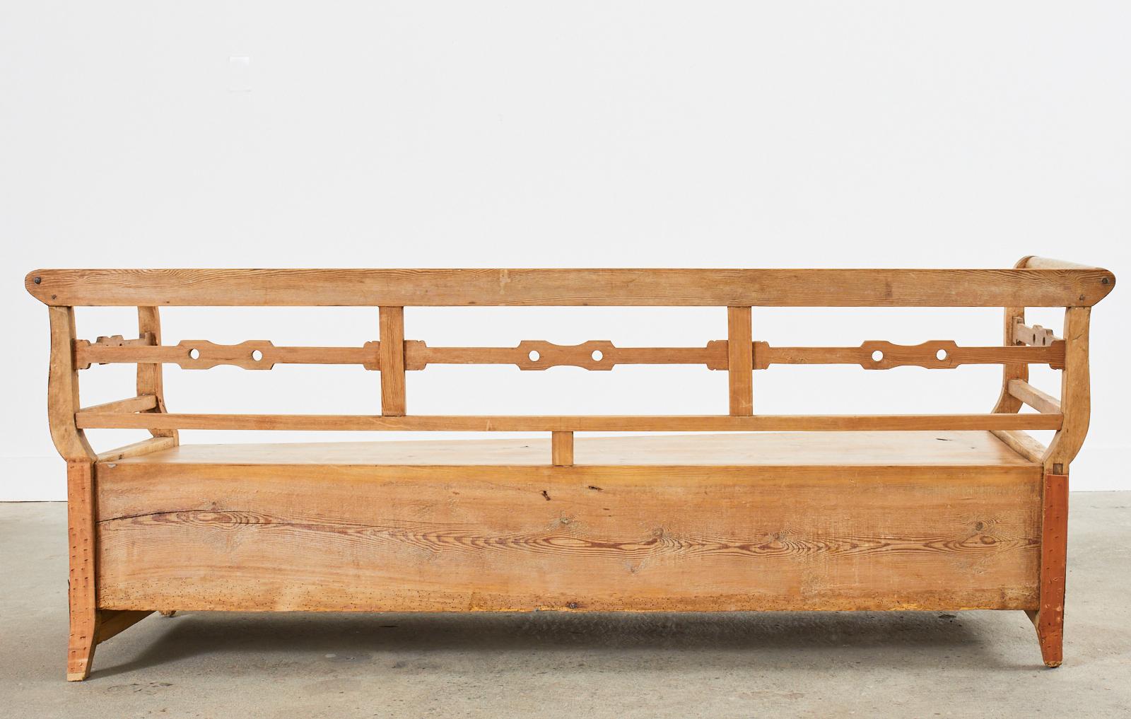 19th Century Country Swedish Farmhouse Pine Bench For Sale 15