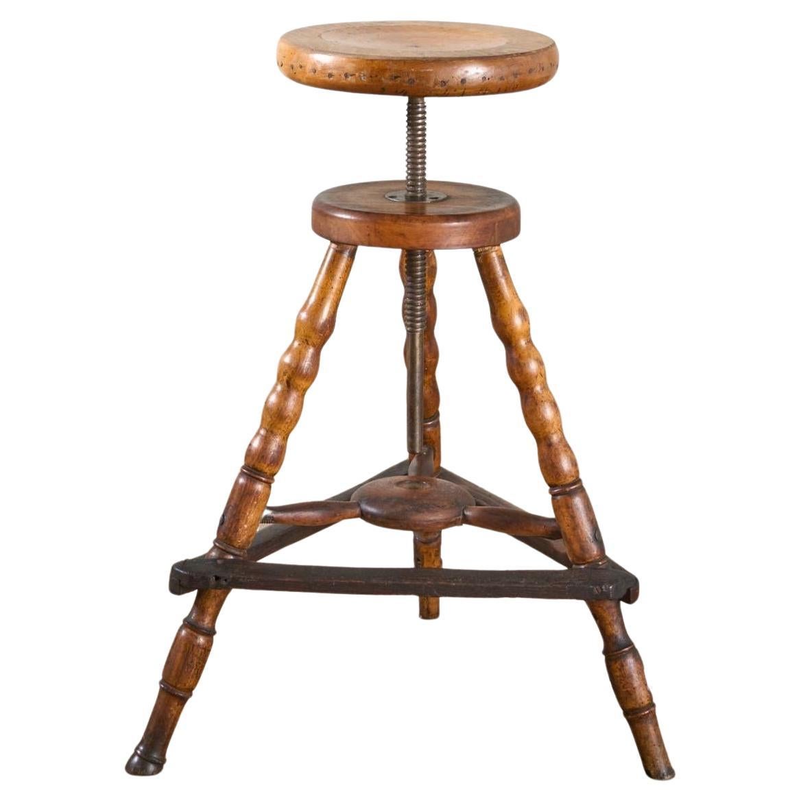 19th Century country swivel stool For Sale
