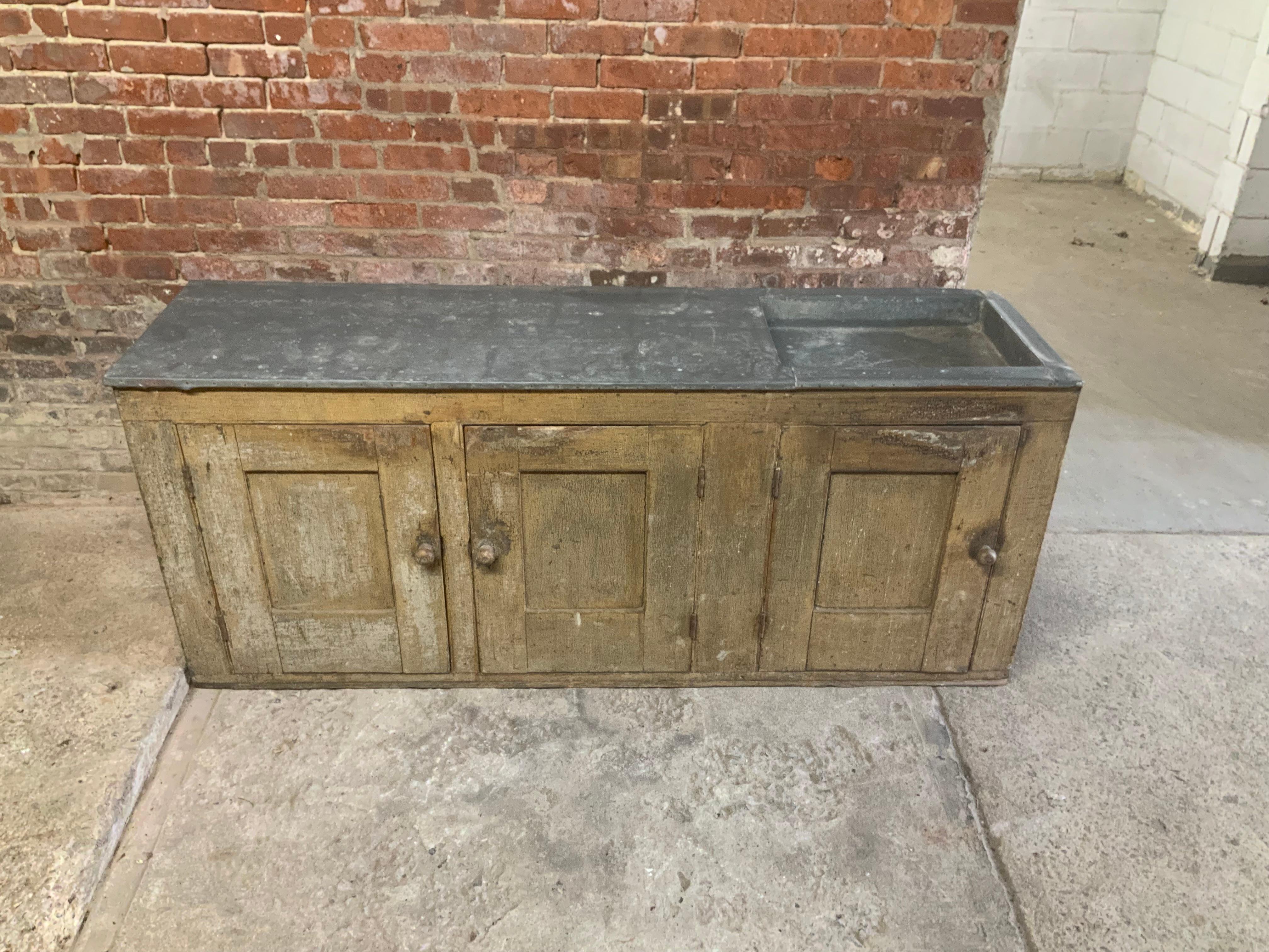 American 19th Century Country Zinc Top Dry Sink