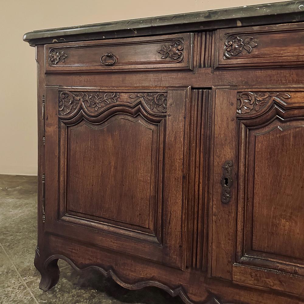 19th Century County French Walnut Buffet with Black Marble Top For Sale 8