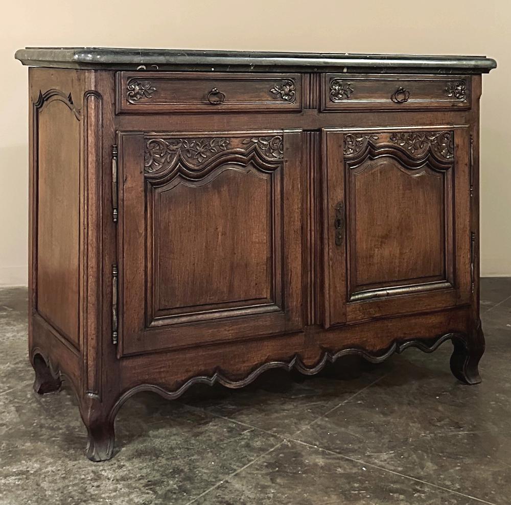 19th Century County French Walnut Buffet with Black Marble Top In Good Condition For Sale In Dallas, TX