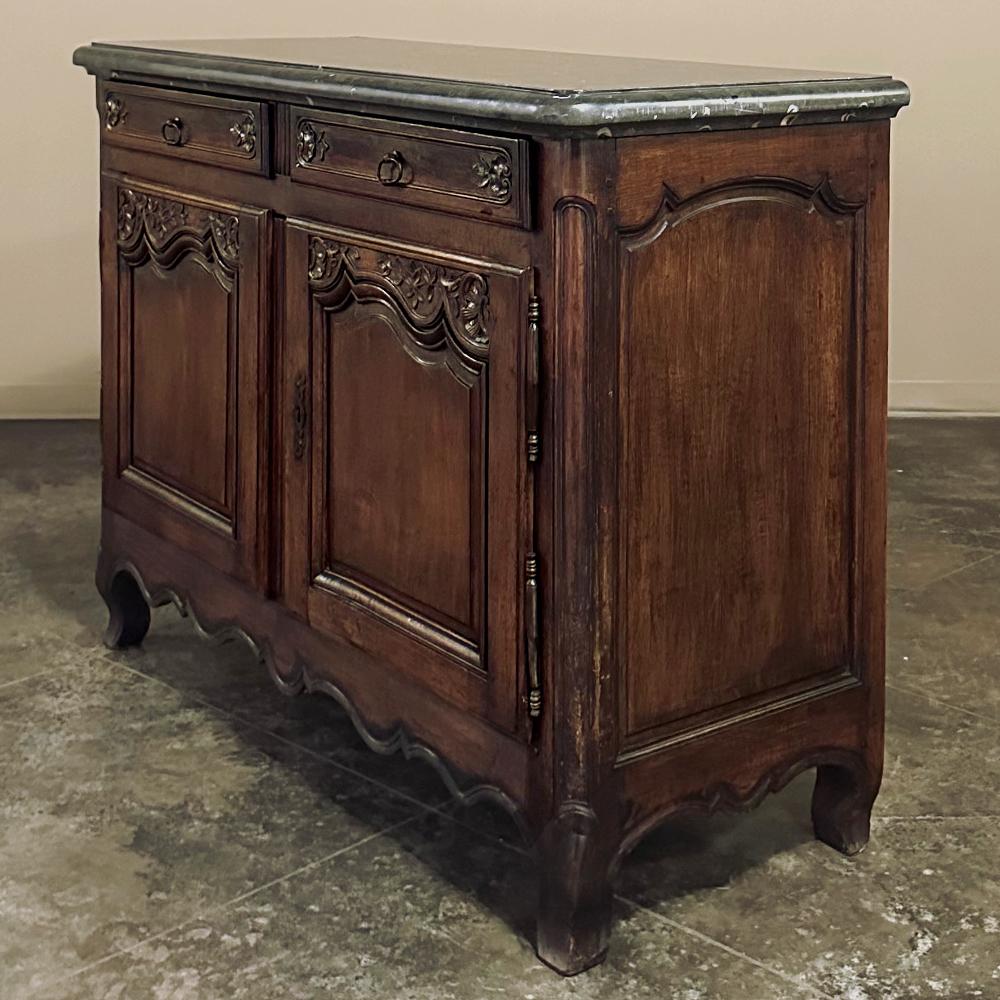 Steel 19th Century County French Walnut Buffet with Black Marble Top For Sale