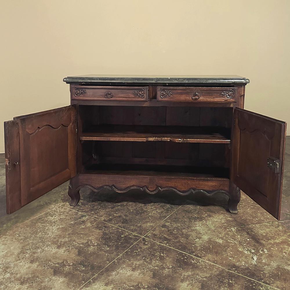 19th Century County French Walnut Buffet with Black Marble Top For Sale 1