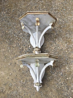 19th Century Couple of White Carved Wood with Gilt Decoration Italian Shelves