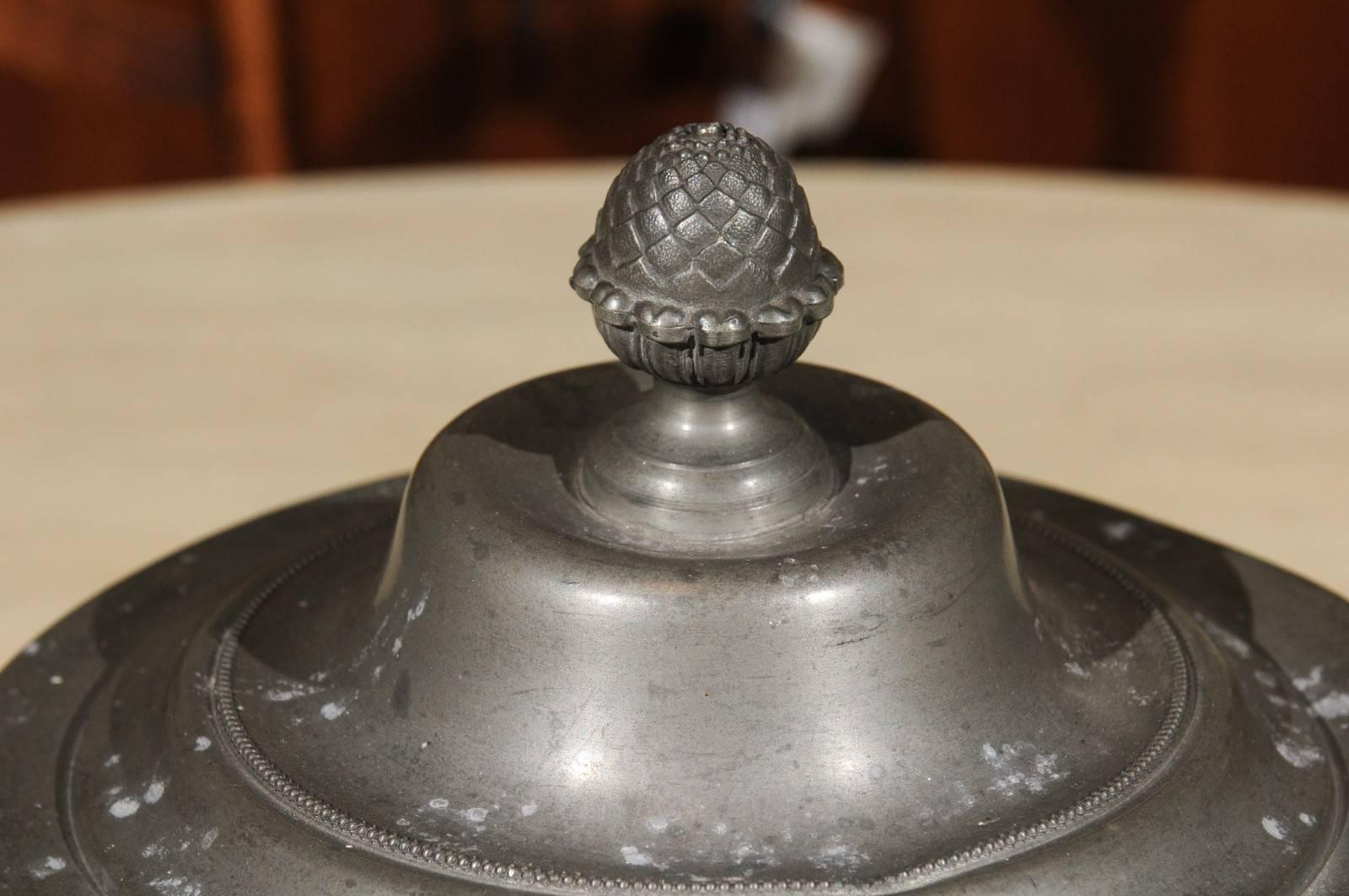 19th Century Covered Pewter Tureen, circa 1820 6