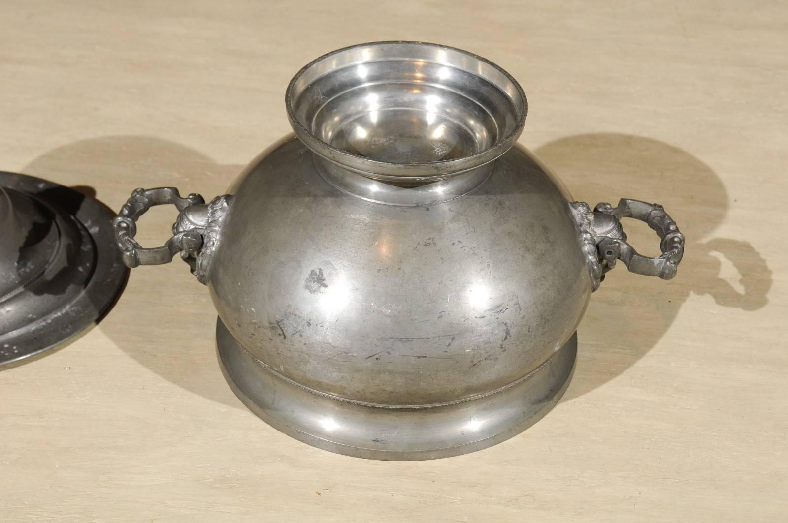 19th Century Covered Pewter Tureen, circa 1820 7