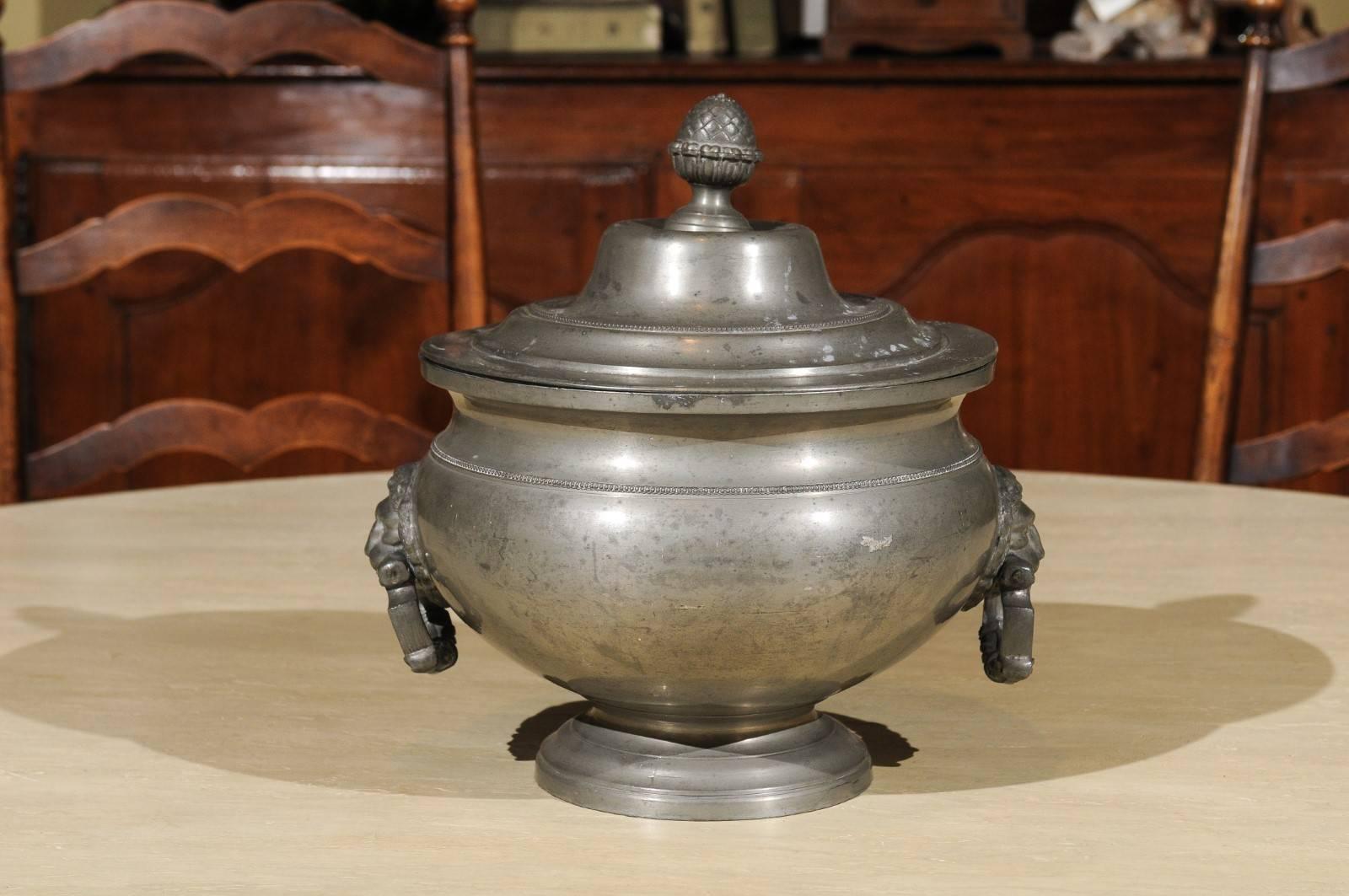 19th Century Covered Pewter Tureen, circa 1820 In Good Condition In Atlanta, GA