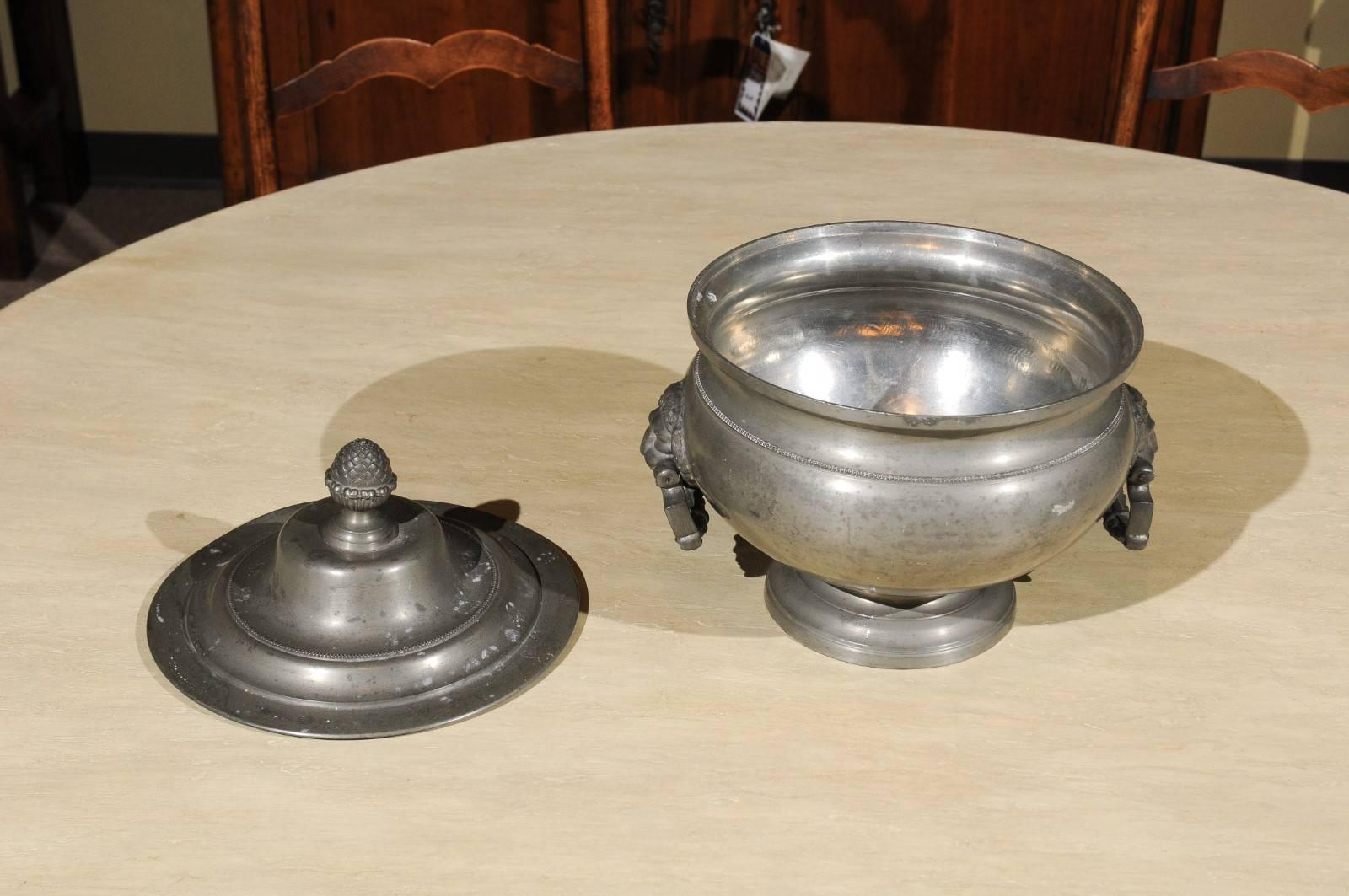 19th Century Covered Pewter Tureen, circa 1820 1