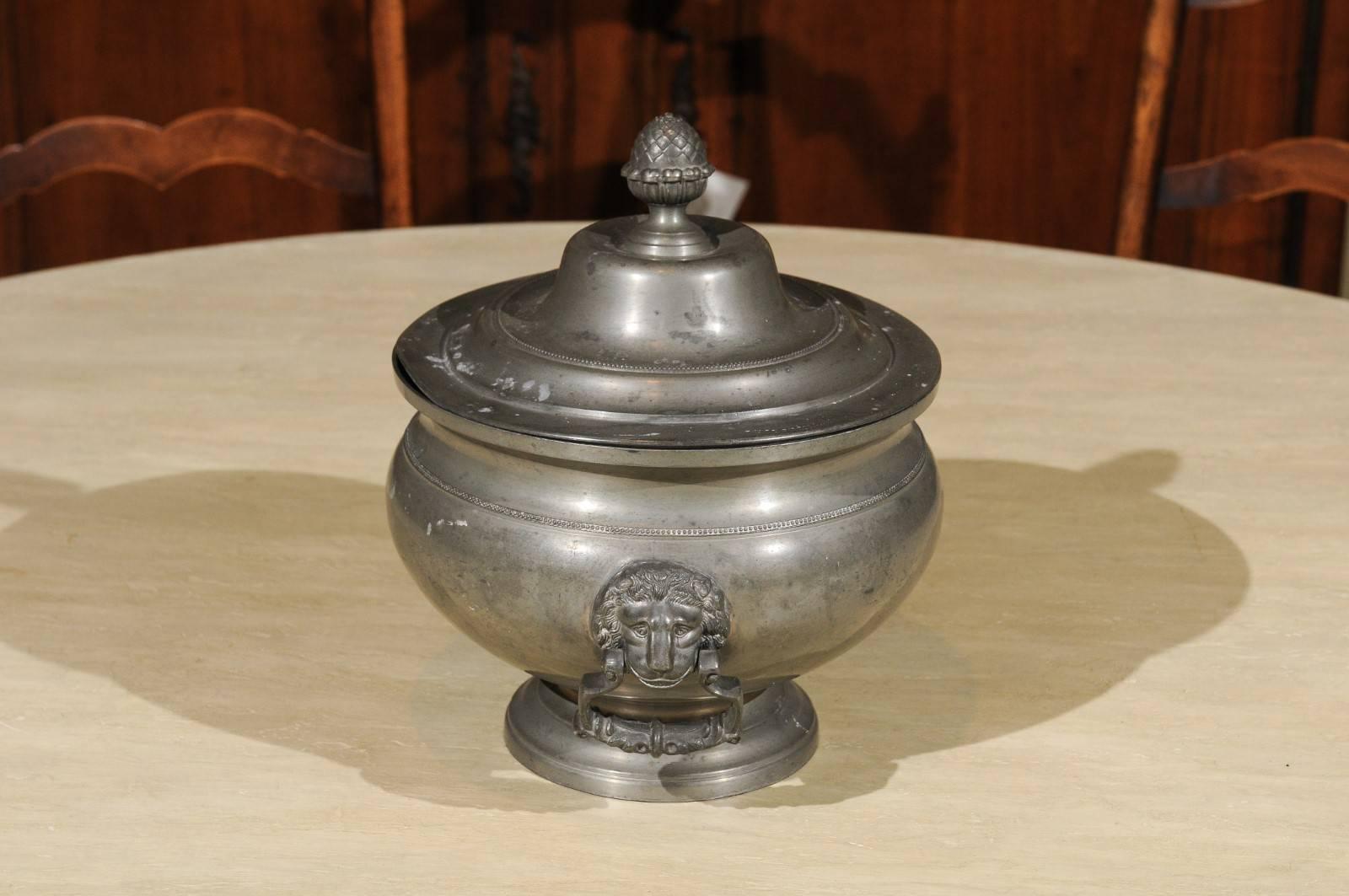 19th Century Covered Pewter Tureen, circa 1820 2