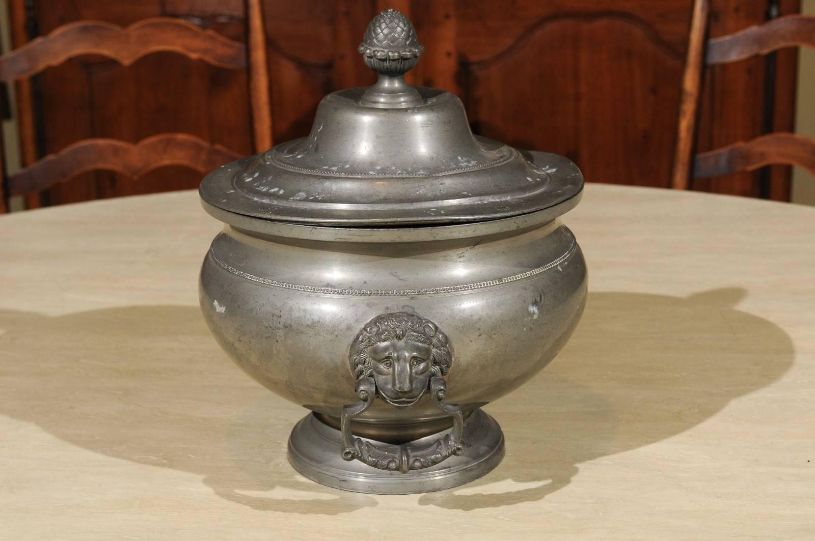 19th Century Covered Pewter Tureen, circa 1820 5