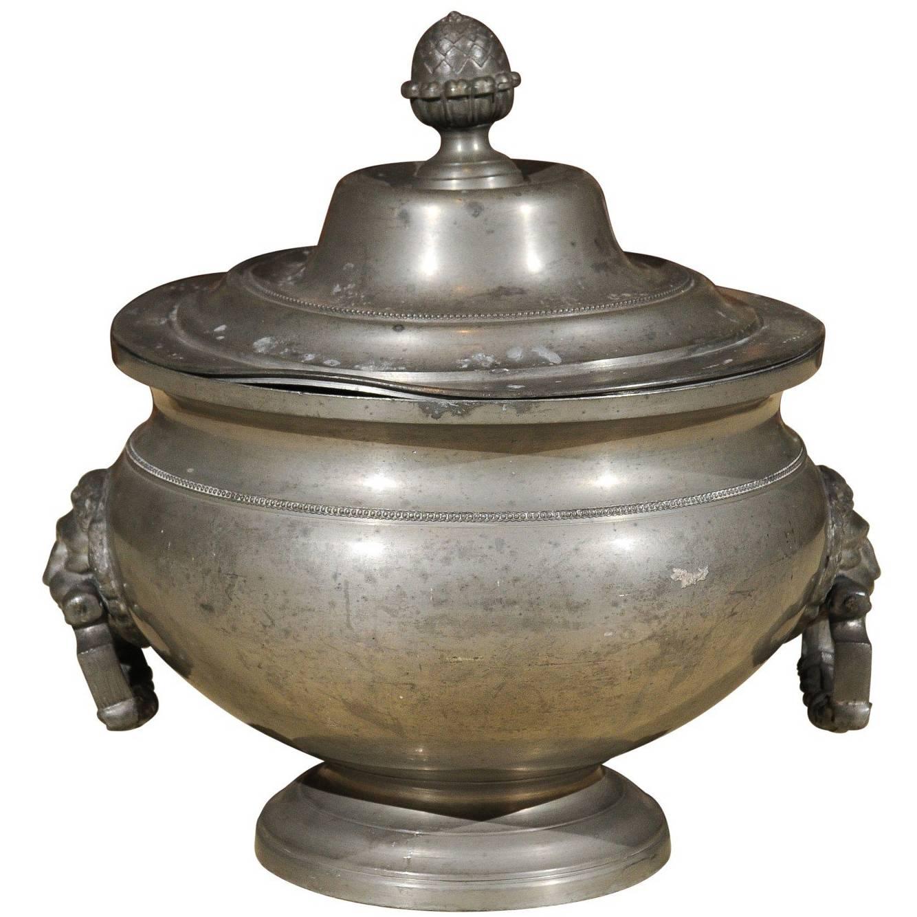 19th Century Covered Pewter Tureen, circa 1820