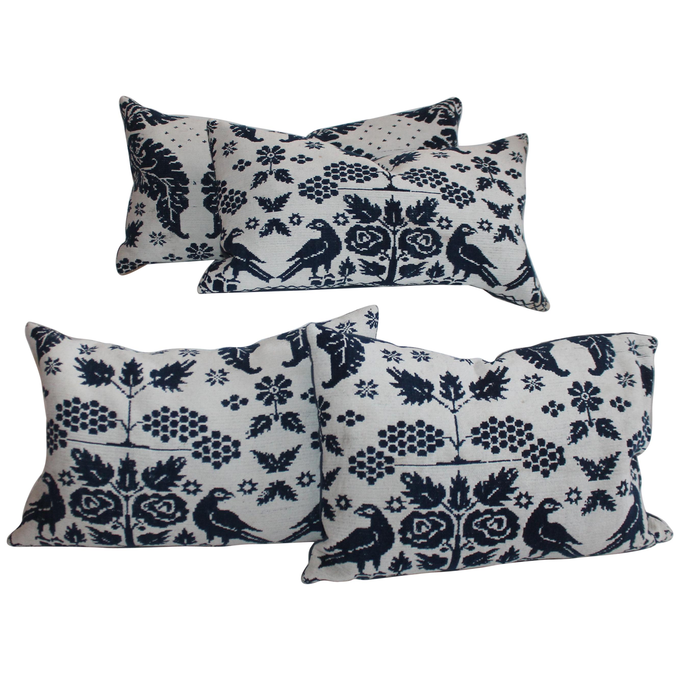 19th Century Coverlet Bird Pillows Collection, Four Pillows