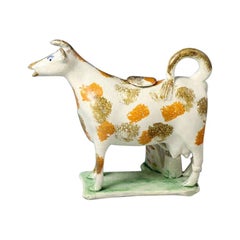 Antique 19th Century Cow Creamer Figure Yorkshire Pottery Rare Hobbled Leg Version