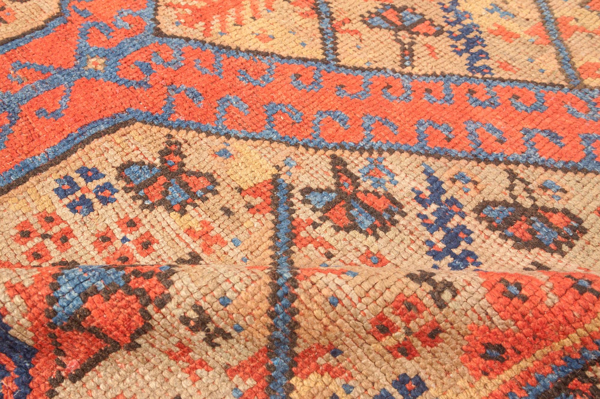 Oushak 19th Century Crab Design Handwoven Wool Carpet For Sale