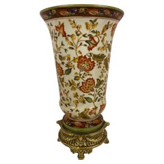 19th Century Crackled Porcelain Vase Mounted on Bronze, dated 1896
