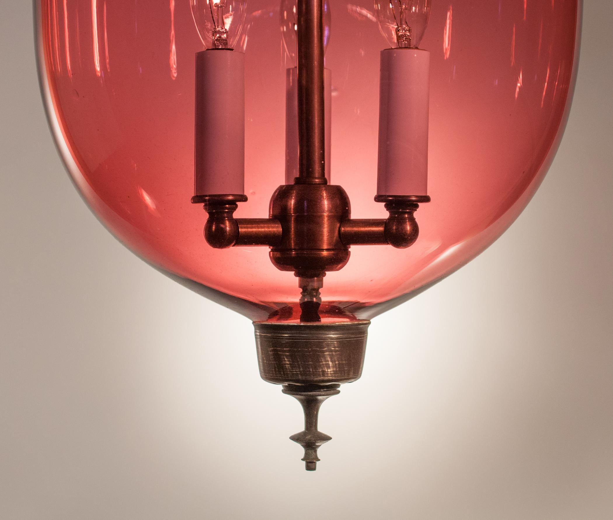 Antique Cranberry Glass Bell Jar Lantern 1