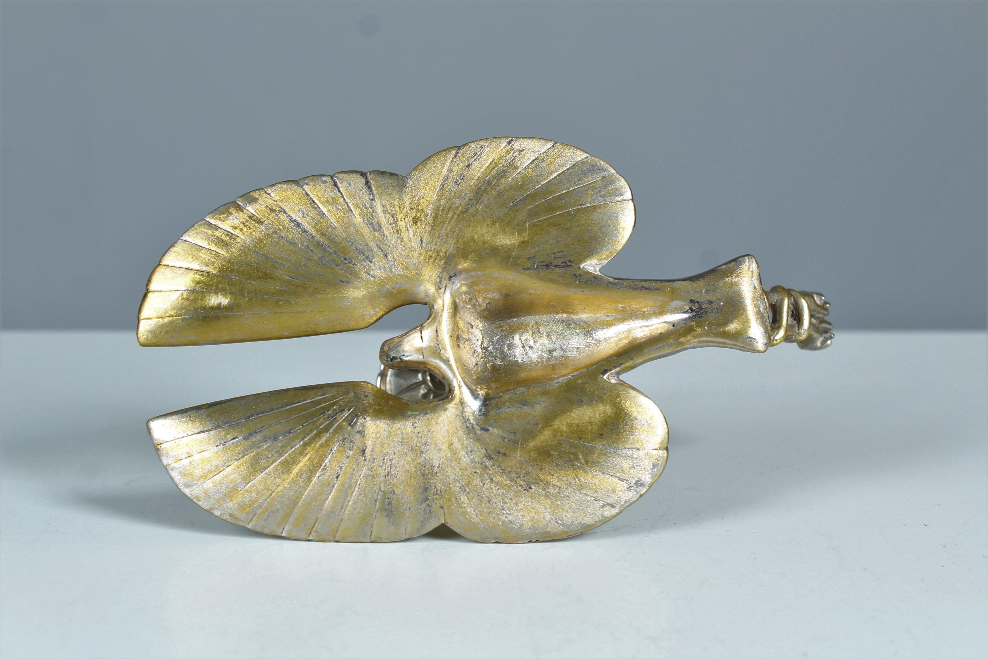 19th Century Crane Candle Holder, Bronze SIlvered, France In Good Condition For Sale In Greven, DE