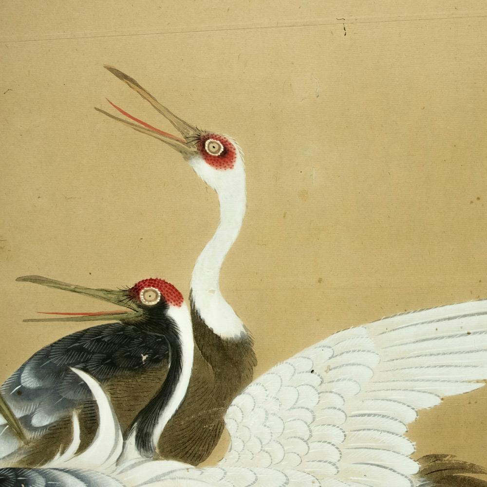 19th Century Crane Screen by Masuda Keido (1810-1875)

Period: 19th century
Size: 174 x 155 cm (68.5 x 61 inches)
SKU: PTA52

Dive into Japanese artistry with this mesmerizing screen, portraying cranes in many captivating poses. In Japanese culture,