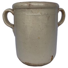 19th Century Cream Italian Confit Jar with Double Handles