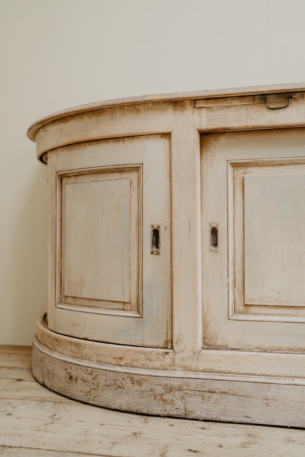 19th Century Creamcolored Pinewood Bakeryshop Counter/Enfilade/Dresser 7